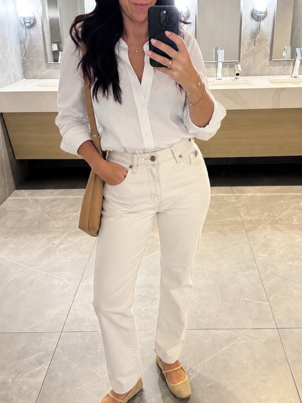 Karl Lagerfeld White High-Rise Straight Jeans